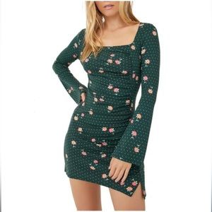 Free People Celia Mini Dress/Green Floral/Size XS